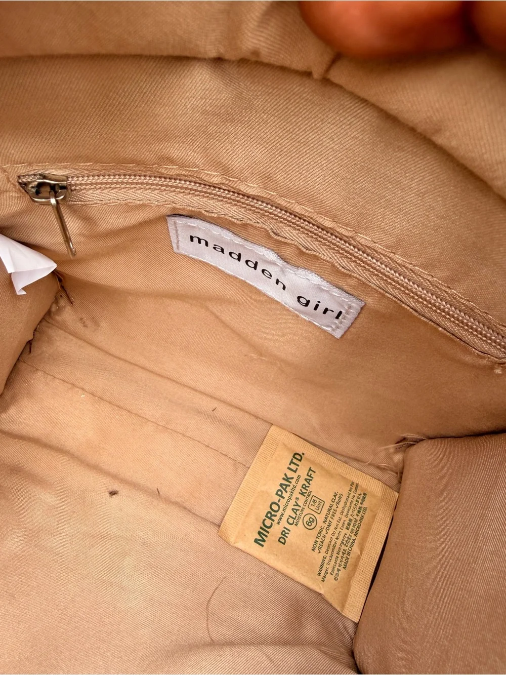 Madden Girl Brown Satchel Crossbody Bag with Branded Strap & Animal Print Pouch